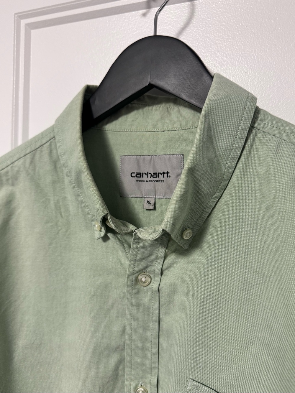 153 CARHARTT WIP Men's Cotton Regular Fit LS Button Down Pocket Shirt, Green, XL - Picture 6 of 8
